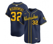 Men's Milwaukee Brewers #32 Jacob Misiorowski Navy Alternate Limited Stitched Baseball Jersey