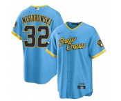 Men's Milwaukee Brewers #32 Jacob Misiorowski Powder Blue City Connect Cool Base Stitched Jersey