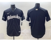 Men's Milwaukee Brewers Blank Black 'Gothic 414 Shadows Edition' Vapor Premier Limited Stitched Jersey