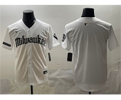 Men's Milwaukee Brewers Blank White 'Gothic 414 Shadows Edition' Vapor Premier Limited Stitched Jersey