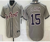 Men's Detroit Tigers #15 Max Clark Grey Cool Base Jersey Men's Detroit Tigers #15 Max Clark Grey Cool Base Jersey