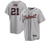 Men's Detroit Tigers #21 Jackson Jobe Gray Cool Base Stitched Baseball Jersey