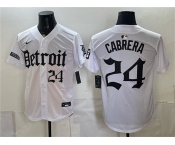 Men's Detroit Tigers #24 Miguel Cabrera 2026 White 'Motor Gothic Edition' Vapor Premier Limited Stitched Baseball Jersey Men's Detroit Tigers #24 Miguel Cabrera 2026 White 'Motor Gothic Edition' Vapor Premier Limited Stitched Baseball Jersey