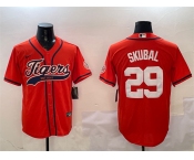 Men's Detroit Tigers #29 Tarik Skubal Orange With Patch Cool Base Stitched Baseball Jersey