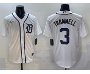 Men's Detroit Tigers #3 Alan Trammell White Cool Base Stitched Baseball Jersey