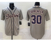 Men's Detroit Tigers #30 Kerry Carpenter Grey Cool Base Stitched Baseball Jersey