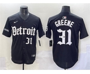 Men's Detroit Tigers #31 Riley Greene Black 'Motor Gothic Edition' Vapor Premier Limited Stitched Baseball Jersey