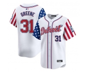 Men's Detroit Tigers #31 Riley Greene White 2025 Independence Day Vapor Premier Limited Stitched Baseball Jersey