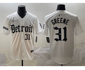 Men's Detroit Tigers #31 Riley Greene White 'Motor Gothic Edition' Vapor Premier Limited Stitched Baseball Jersey