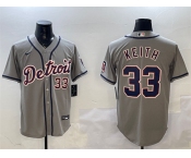 Men's Detroit Tigers #33 Colt Keith Gray Cool Base Stitched Baseball Jersey