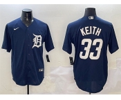 Men's Detroit Tigers #33 Colt Keith Navy Cool Base Stitched Baseball Jersey
