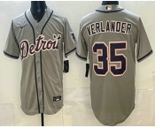 Men's Detroit Tigers #35 Justin Verlander Grey Cool Base Jersey