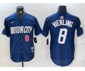 Men's Detroit Tigers #8 Matt Vierling Number Navy 2024 City Connect Cool Base Limited Stitched Jersey