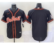 Men's Detroit Tigers Blank Black With Patch Cool Base Stitched Baseball Jersey