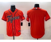 Men's Detroit Tigers Blank Orange With Patch Cool Base Stitched Baseball Jersey