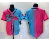 Men's Detroit Tigers Blank Pink Blue Limited Stitched Baseball Jersey Men's Detroit Tigers Blank Pink Blue Limited Stitched Baseball Jersey