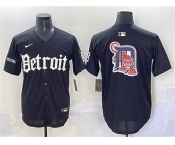 Men's Detroit Tigers Team Big Logo Black 'Motor Gothic Edition' Vapor Premier Limited Stitched Baseball Jersey