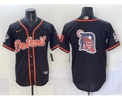 Men's Detroit Tigers Team Big Logo Black With Patch Cool Base Stitched Baseball Jersey