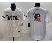 Men's Detroit Tigers Team Big Logo White 'Motor Gothic Edition' Vapor Premier Limited Stitched Baseball Jersey