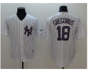 Men New York Yankees #18 Didi Gregorius White Strip New Cool Base 2018 Stars & Stripes Stitched MLB Jersey