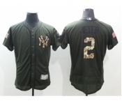 Men New York Yankees #2 Derek Jeter Majestic Green Salute to Service Flexbase Authentic Collection Jersey Men New York Yankees #2 Derek Jeter Majestic Green Salute to Service Flexbase Authentic Collection Jersey