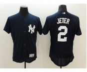 Men New York Yankees #2 Derek Jeter Majestic Navy Blue Flexbase Authentic Collection Player Jersey