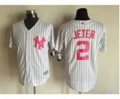 Men New York Yankees #2 Derek Jeter Majestic White Fashion 2016 Mother's Day Cool Base Jersey Men New York Yankees #2 Derek Jeter Majestic White Fashion 2016 Mother's Day Cool Base Jersey