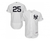 Men New York Yankees #25 Gleyber Torres White Strip Flexbase Authentic Collection Stitched MLB Jersey
