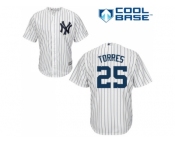 Men New York Yankees #25 Gleyber Torres White Strip New Cool Base Stitched MLB Jersey