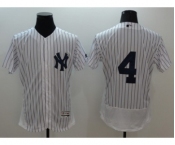 Men New York Yankees #4 Lou Gehrig Majestic white stripe Flexbase Authentic Collection Player Jersey