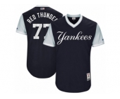 Men's 2017 Little League World Series Yankees Clint Frazier Red Thunder Navy Jersey Men's 2017 Little League World Series Yankees Clint Frazier Red Thunder Navy Jersey
