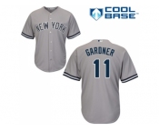 Men's Majestic New York Yankees #11 Brett Gardner Replica Grey Road MLB Jersey