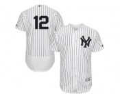 Men's Majestic New York Yankees #12 Wade Boggs White Navy Flexbase Authentic Collection MLB Jersey