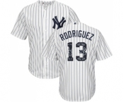 Men's Majestic New York Yankees #13 Alex Rodriguez Authentic White Team Logo Fashion MLB Jersey Men's Majestic New York Yankees #13 Alex Rodriguez Authentic White Team Logo Fashion MLB Jersey