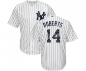 Men's Majestic New York Yankees #14 Brian Roberts Authentic White Team Logo Fashion MLB Jersey Men's Majestic New York Yankees #14 Brian Roberts Authentic White Team Logo Fashion MLB Jersey