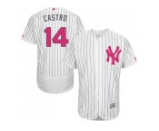 Men's Majestic New York Yankees #14 Starlin Castro Authentic White 2016 Mother's Day Fashion Flex Base MLB Jersey