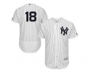Men's Majestic New York Yankees #18 Don Larsen White Navy Flexbase Authentic Collection MLB Jersey