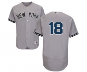 Men's Majestic New York Yankees #18 Johnny Damon Grey Road Flex Base Authentic Collection MLB Jersey Men's Majestic New York Yankees #18 Johnny Damon Grey Road Flex Base Authentic Collection MLB Jersey