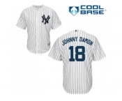 Men's Majestic New York Yankees #18 Johnny Damon Replica White Home MLB Jersey