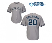 Men's Majestic New York Yankees #20 Jorge Posada Replica Grey Road MLB Jersey
