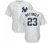 Men's Majestic New York Yankees #23 Don Mattingly Authentic White Team Logo Fashion MLB Jersey Men's Majestic New York Yankees #23 Don Mattingly Authentic White Team Logo Fashion MLB Jersey