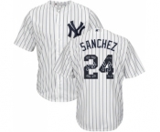 Men's Majestic New York Yankees #24 Gary Sanchez Authentic White Team Logo Fashion MLB Jersey Men's Majestic New York Yankees #24 Gary Sanchez Authentic White Team Logo Fashion MLB Jersey
