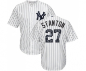 Men's Majestic New York Yankees #27 Giancarlo Stanton Authentic White Team Logo Fashion MLB Jersey Men's Majestic New York Yankees #27 Giancarlo Stanton Authentic White Team Logo Fashion MLB Jersey