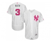 Men's Majestic New York Yankees #3 Babe Ruth Authentic White 2016 Mother's Day Fashion Flex Base MLB Jersey Men's Majestic New York Yankees #3 Babe Ruth Authentic White 2016 Mother's Day Fashion Flex Base MLB Jersey