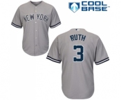 Men's Majestic New York Yankees #3 Babe Ruth Replica Grey Road MLB Jersey Men's Majestic New York Yankees #3 Babe Ruth Replica Grey Road MLB Jersey