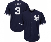 Men's Majestic New York Yankees #3 Babe Ruth Replica Navy Blue Alternate MLB Jersey Men's Majestic New York Yankees #3 Babe Ruth Replica Navy Blue Alternate MLB Jersey