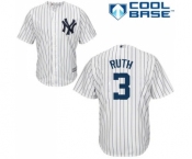 Men's Majestic New York Yankees #3 Babe Ruth Replica White Home MLB Jersey Men's Majestic New York Yankees #3 Babe Ruth Replica White Home MLB Jersey