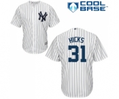 Men's Majestic New York Yankees #31 Aaron Hicks Replica White Home MLB Jersey