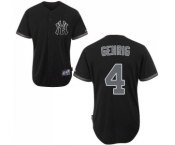Men's Majestic New York Yankees #4 Lou Gehrig Authentic Black Fashion MLB Jersey Men's Majestic New York Yankees #4 Lou Gehrig Authentic Black Fashion MLB Jersey