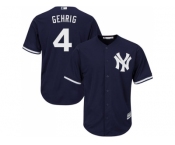 Men's Majestic New York Yankees #4 Lou Gehrig Replica Navy Blue Alternate MLB Jersey
